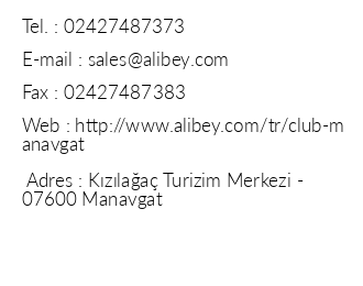 Alibey Club Manavgat iletiim bilgileri
